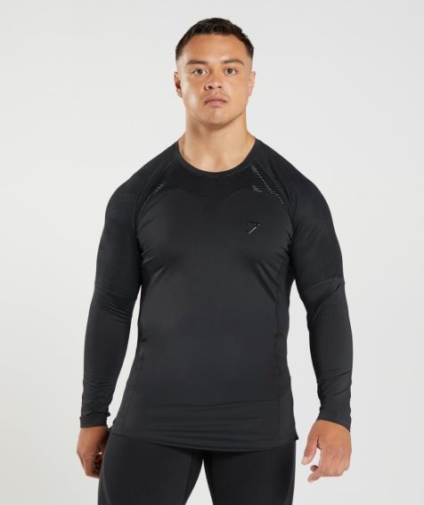 Koszulki Gymshark 315 Long Sleeve Męskie Czarne | PL 409VDA